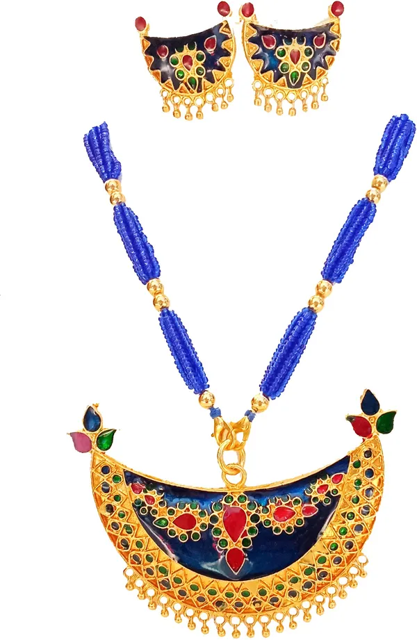 Assamese_Traditional_Gold_Plated_Multi_Color_Junbiri_Tassel_Jewellery_Set_For_Women